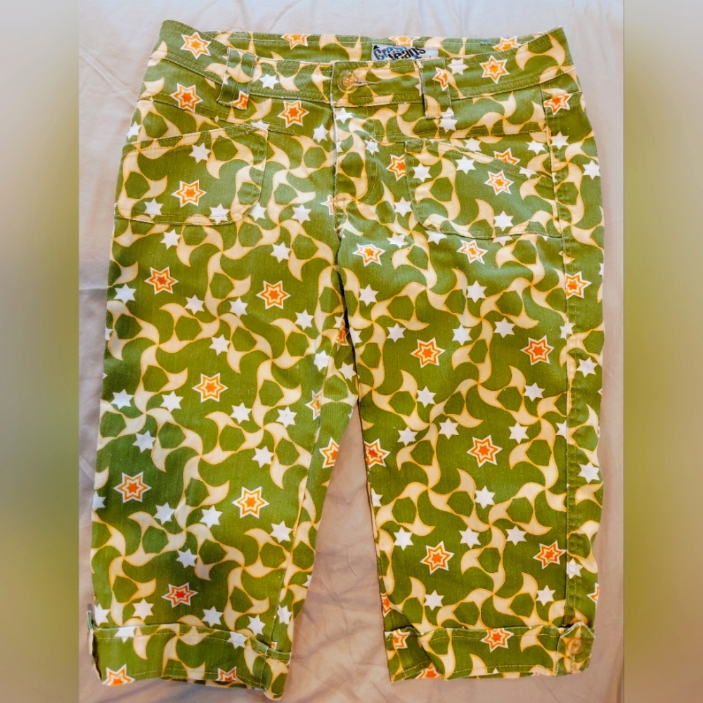 Crest Olive and Yellow Jeans with Star Accents